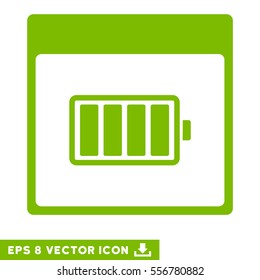 Battery Calendar Page icon. Vector EPS illustration style is flat iconic symbol, eco green color.