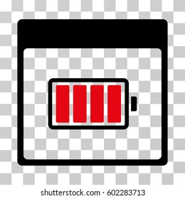 Battery Calendar Page icon. Vector illustration style is flat iconic bicolor symbol, intensive red and black colors, transparent background. Designed for web and software interfaces.