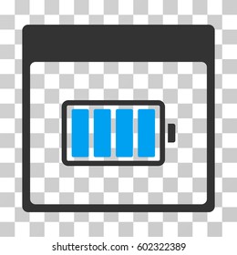 Battery Calendar Page icon. Vector illustration style is flat iconic bicolor symbol, blue and gray colors, transparent background. Designed for web and software interfaces.