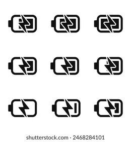 Conjunto de iconos de carga de capacidad de colección Vector plano ilustración 
