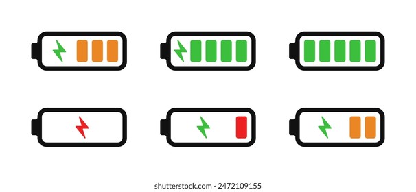 Conjunto de iconos de carga de capacidad de colección Vector plano ilustración 