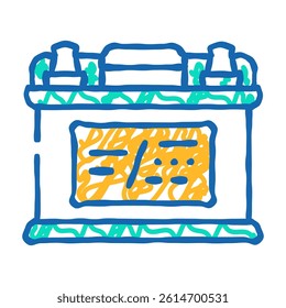 battery car doodle icon sketch vector. battery car sign. isolated symbol illustration