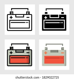 Battery car energy icon vector design in filled, thin line, outline and flat style.