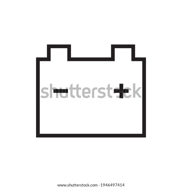 Battery car icon. Accumulator symbol, electric\
vehicle batteries silhouette, electromobile service vector\
pictogram isolated