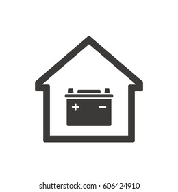 Battery car icon, isolated.  Flat design.