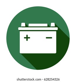 Battery car icon, isolated.  Flat design.