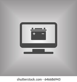 Battery car icon, isolated.  Flat design.
