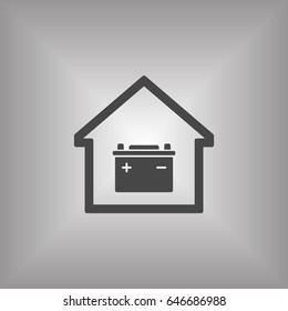 Battery car icon, isolated.  Flat design.