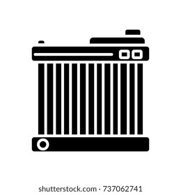 battery car icon, vector illustration, black sign on isolated background