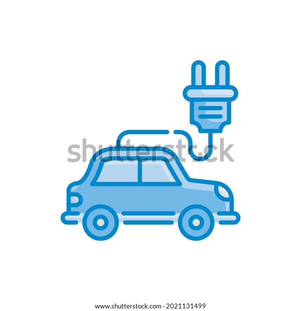 Battery car vector blue colours icon style\
illustration. EPS 10\
file