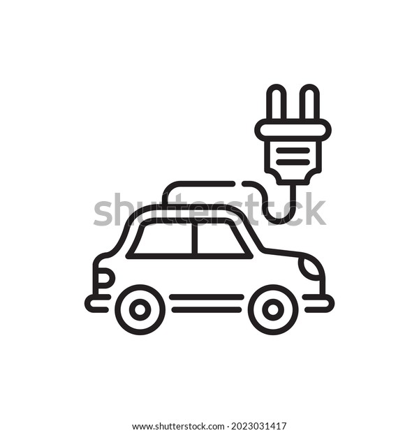Battery car vector outline icon style illustration.\
EPS 10 file