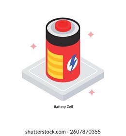 Battery Cell Concept isometric Style Illustrations. Eps 10 File