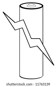 battery cell outline with bolt of electricity - vector