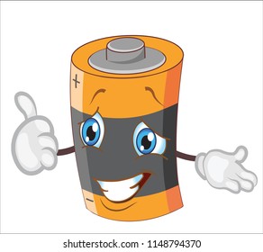 battery character cartoon. vector illustration