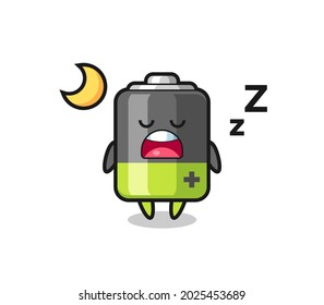 battery character illustration sleeping at night , cute style design for t shirt, sticker, logo element
