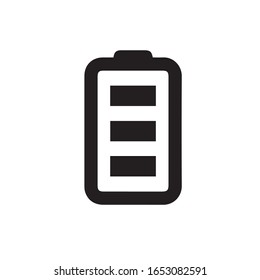 Battery charge almost full glyph icon vector on white background. Flat vecto