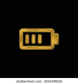 Battery Charge Almost Full gold plated metalic icon or logo vector
