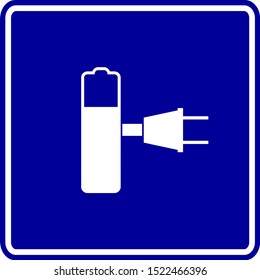 battery charge blue vector sign