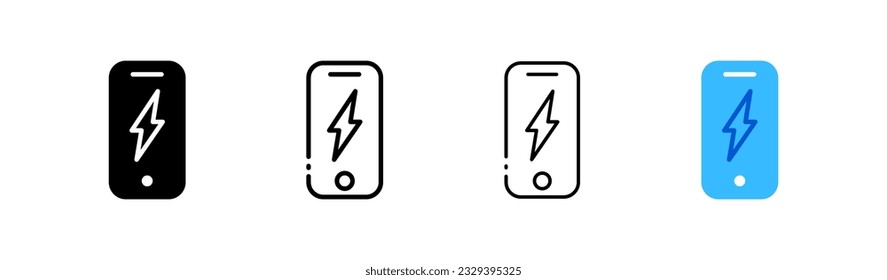 Carga de la batería. Distintos estilos, color, carga de smartphone. Iconos vectores.