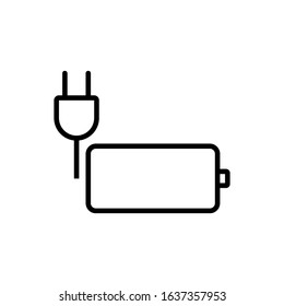 Battery charge with electric plug icon vector