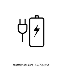 Battery charge with electric plug icon vector