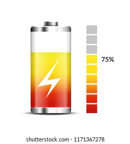 Battery charge energy power icon. Vector battery recharge design technology.