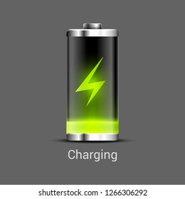 Battery charge energy power icon. Vector battery recharge design energy technology.