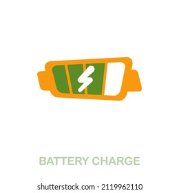Battery Charge flat icon. Colored element sign from clean energy collection. Flat Battery Charge icon sign for web design, infographics and more.
