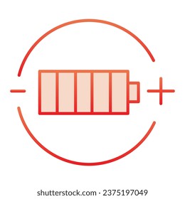 Battery charge flat icon. Full battery red icons in trendy flat style. Alkaline gradient style design, designed for web and app. Eps 10