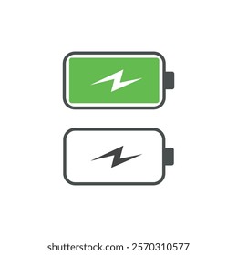 Battery charge flat icons. Battery charging, charge indicator. Vector icon of a fully charged battery. Battery icon vector eps 10.