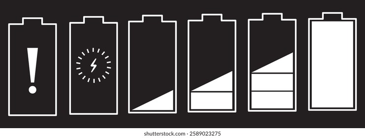 Battery charge flat icons in multiple colors. Battery charging, charge indicator.  battery charge level. 1176