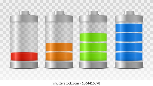 Battery charge full power energy level. Full charge energy for mobile phone isolated on transparent background. Vector element for mobile phone interface, website elements and your design. Eps 10.