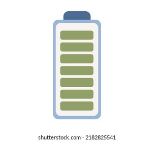 Icono indicador de carga alta de la batería. С nivel de carga, poder de carga. Batería totalmente cargada. Ilustración plana del vector 