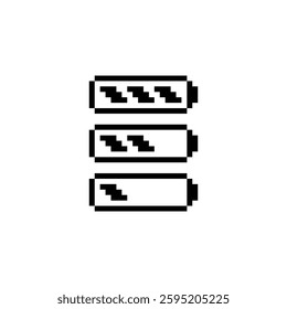 battery charge icon 8 bit, pixel art  energy battery icon  for game  logo.