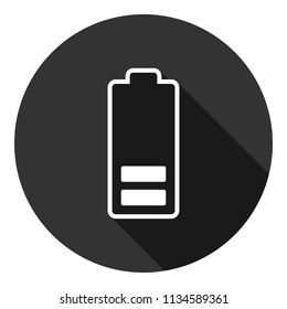 Battery charge icon. Accumulator battery icon. Energy charger icon. Vector flat sign. Gray background with shadow. Battery charge icon. Accumulator battery icon. Energy charger icon. Vector flat sign. Gray background with shadow.