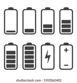 Battery charge icon. Black vector illustration on white background.