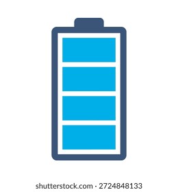 Batterieladung Symbol blau flach Vektor Design Energie Symbol voll Ebene elektrischen Status grafisches Element Zeichen