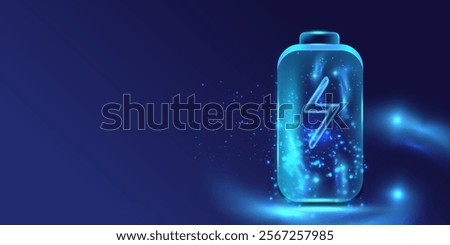 Battery charge icon. Electric discharge lightning in neon design. Power light futuristic energy storage. Accumulator high voltage, long battery charge. Technology vector illustration.