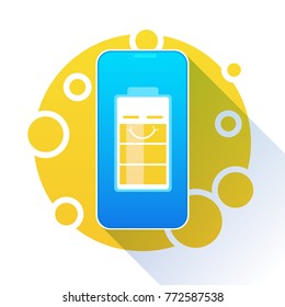 Icono de carga de la batería Ilustración del vector indicador amarillo de alto nivel