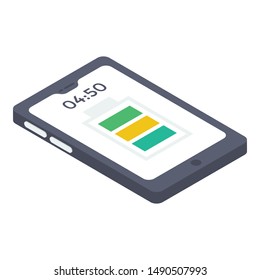 Battery charge icon isometric design 