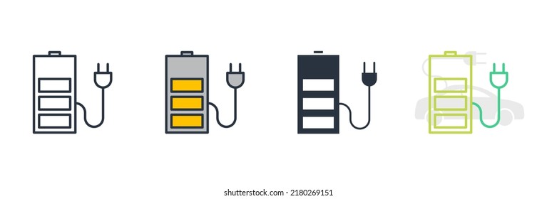 Battery charge icon logo vector illustration. charge symbol template for graphic and web design collection