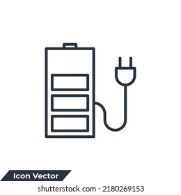 Ilustración vectorial del logotipo del icono de carga de la batería. plantilla de símbolo de cargo para colección de diseño gráfico y web