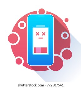 Battery Charge Icon Low Level Red Indicator Vector Illustration