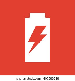 Battery Charge icon on red background.