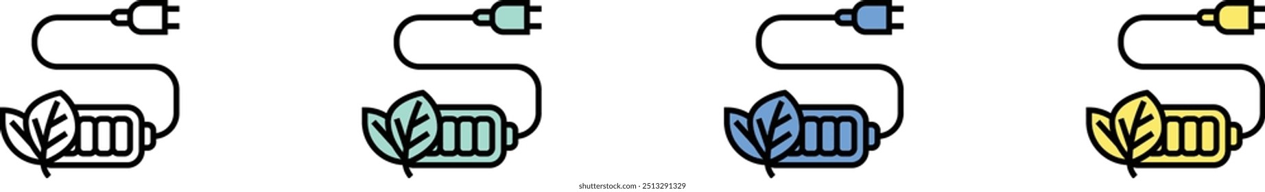 battery charge icon. Outline, Green, Blue and Yellow Style Design Isolated On White Background