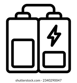 Vector de contorno de icono de carga de la batería. Energía de carga. Energía eléctrica