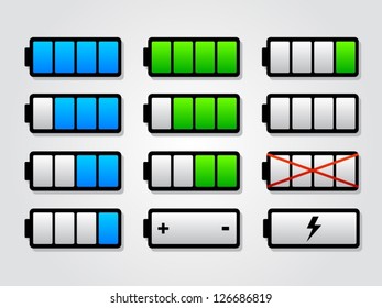 Battery charge icon set.