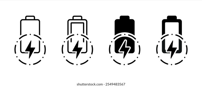 battery charge icon set. charging battery icon symbol sign. vector illustration