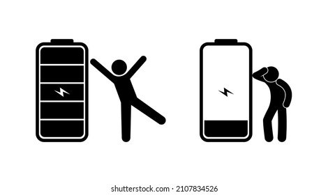 Juego de iconos de carga de la batería. Nivel de carga de la batería, ilustración vectorial simple.