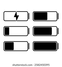 Battery charge icon set. Low battery. Vector illustration